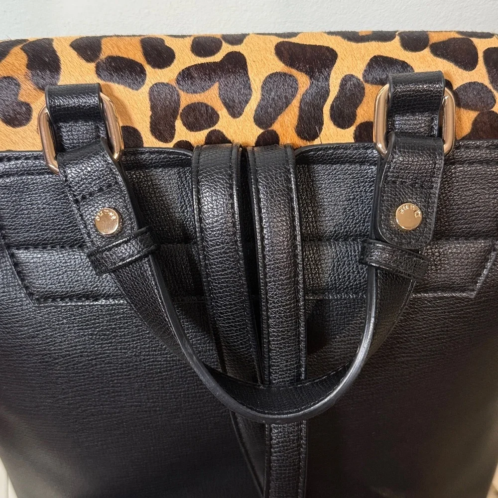 DUNE LONDON GENUINE CALF HAIR SAFFIANO LEATHER CHEETAH LEOPARD BACKPACK